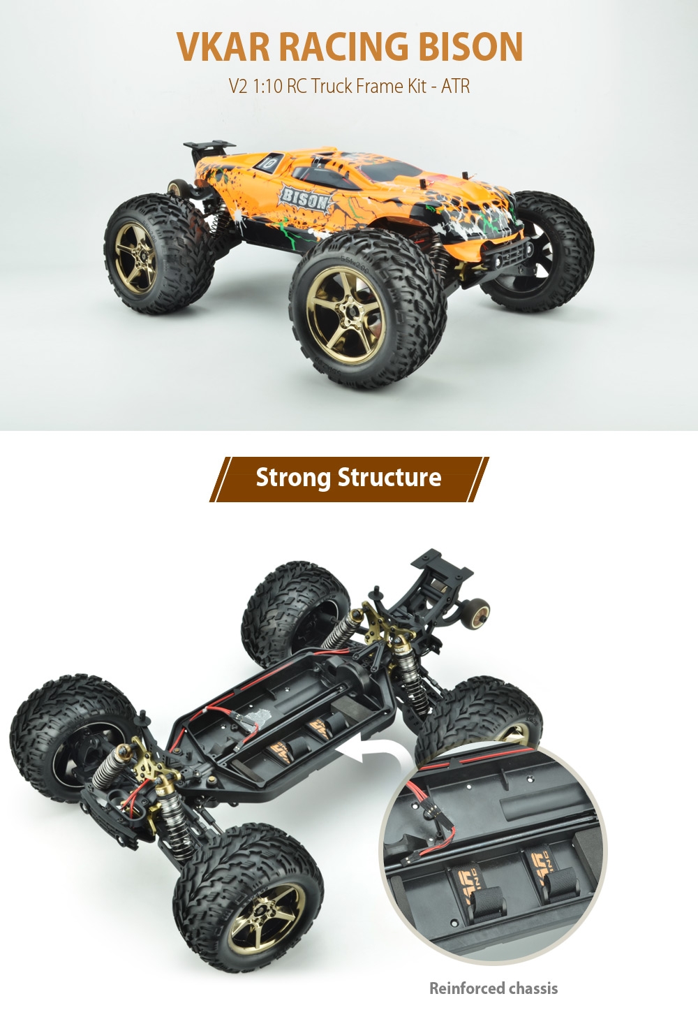 VKAR RACING BISON V2 1:10 RC Truck Frame Kit - ATR