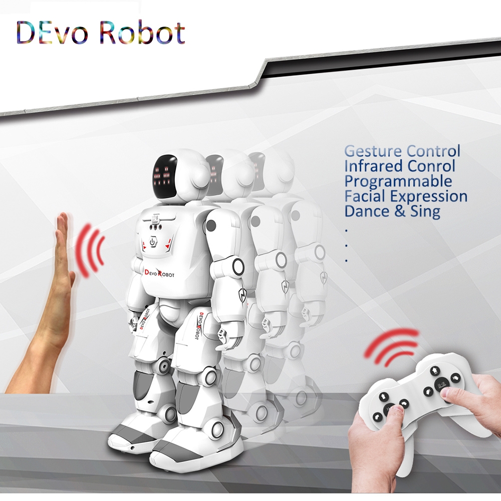 DEVO Robot Smart RC Robot Programmable Infrared Gesture Control Dance LED Expression Robot Toy