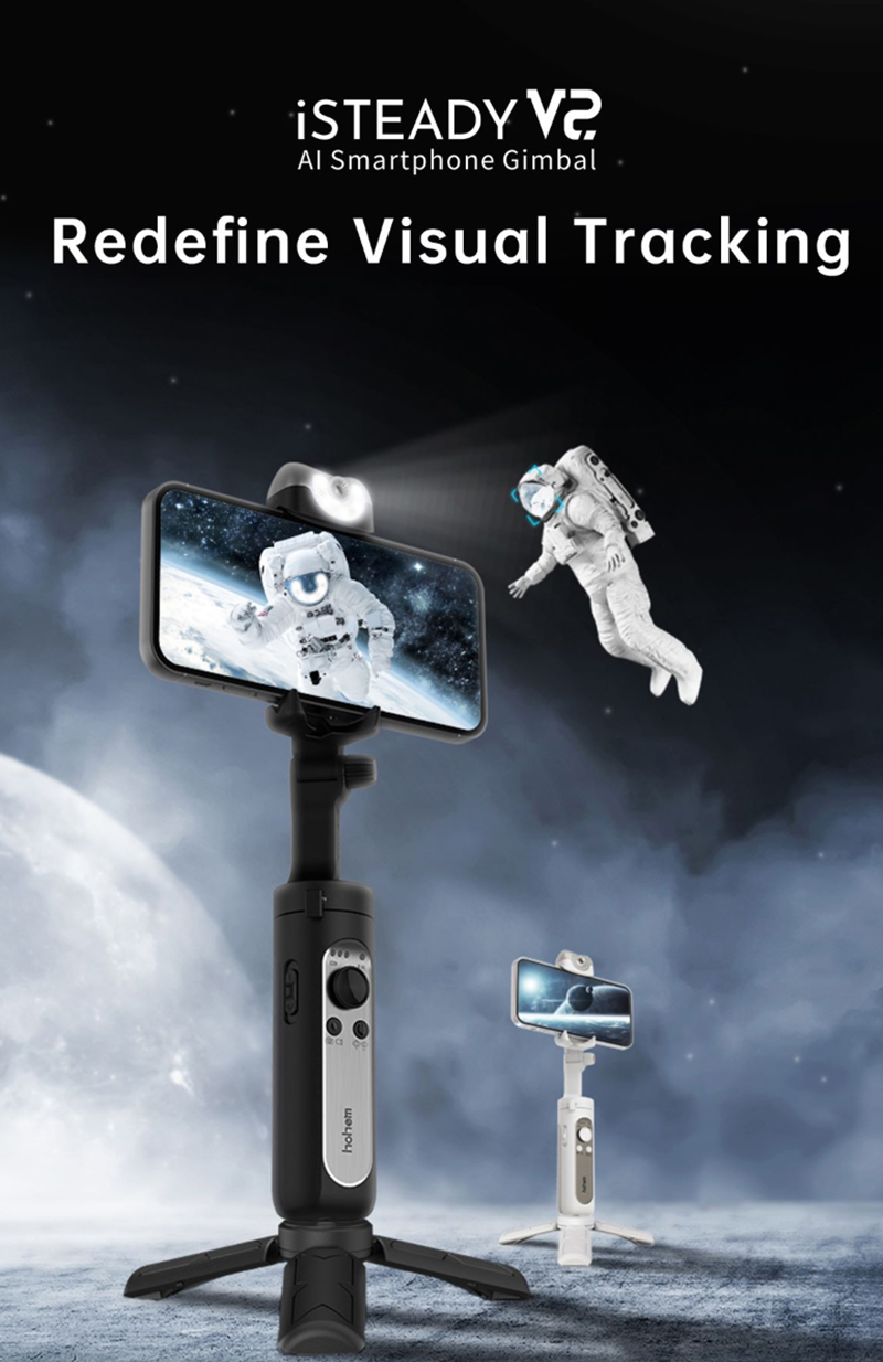 Hohem iSteady V2 3-Axis AI Smartphone Gimbal Handheld Gimbal Stabilizer Built-In LED Light