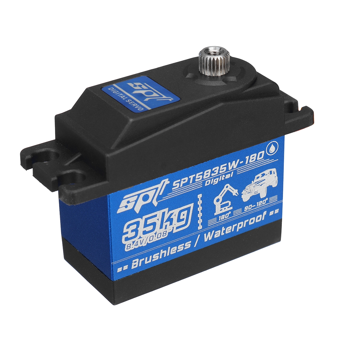 SPT Servo SPT5835W-180 35KG Large Torque Brushless Motor Metal Gear Waterproof Digital Servo for 1:8 Remote Control Car Climbing Vehicles