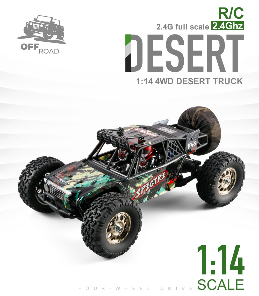 74.39 For HBX 16886 1/14 4WD 2.4G RC Car Off Road Desert Truck Brushed Vehicle Models Full Proportional Control