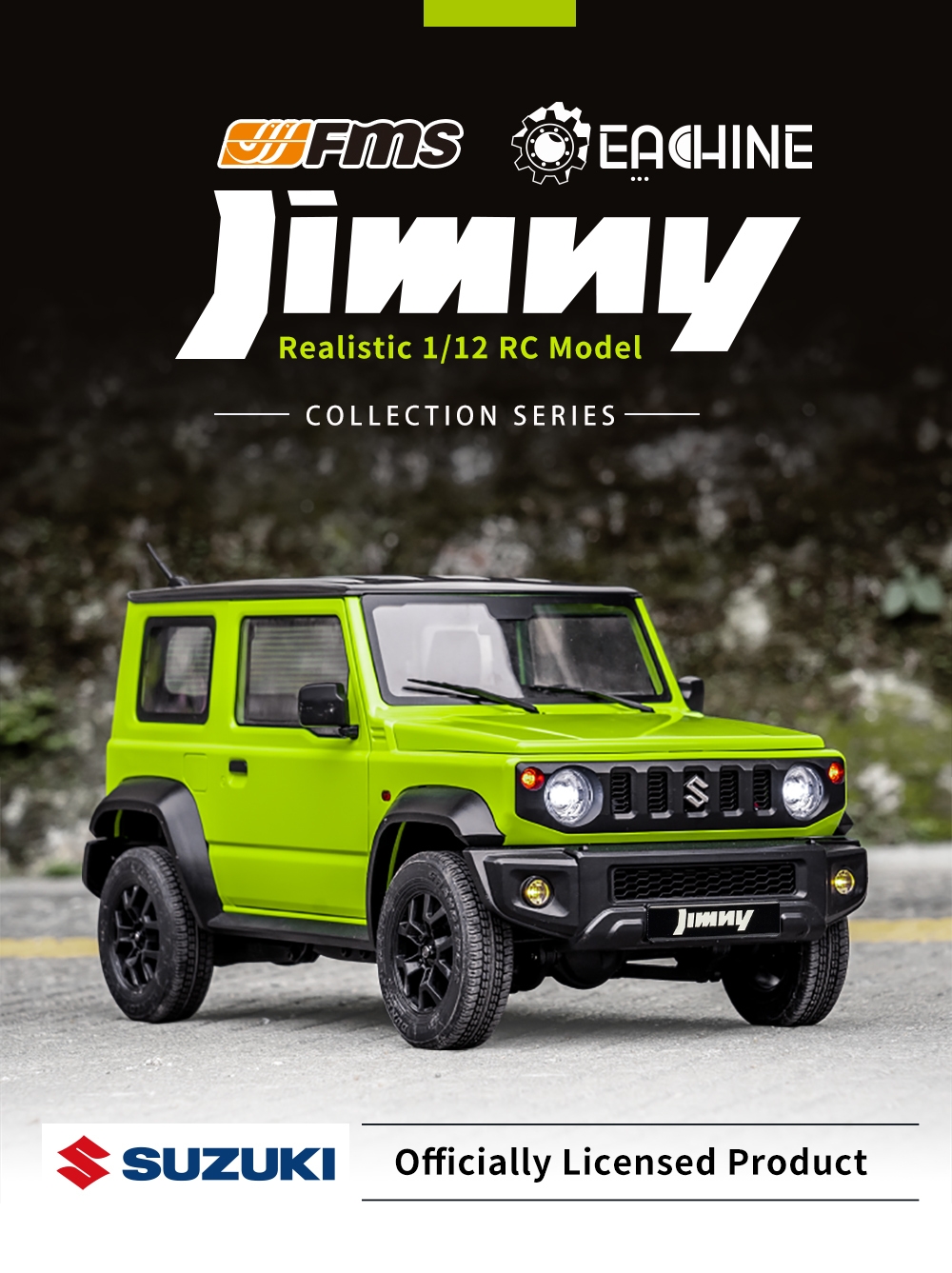 Eachine&FMS RC12002 RTR 1/12 RC Car with 2.4G Two Speed Transmission RC Crawler with LED Lights for RC Model Car Enthusiasts for JIMNY - Photo: 1