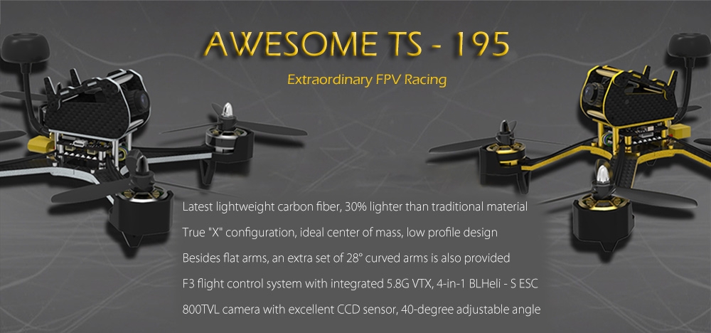 AWESOME TS - 195 195mm FPV Racing Drone DIY Kit - PNP