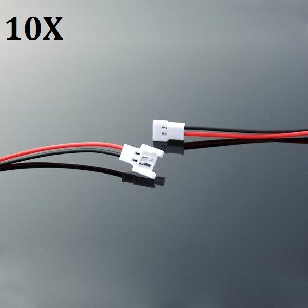 10X DIY 1.25mm 2-Pin Micro Male Female Connector Plug Cable for RC LIPO Battery FPV Drone Quadcopter