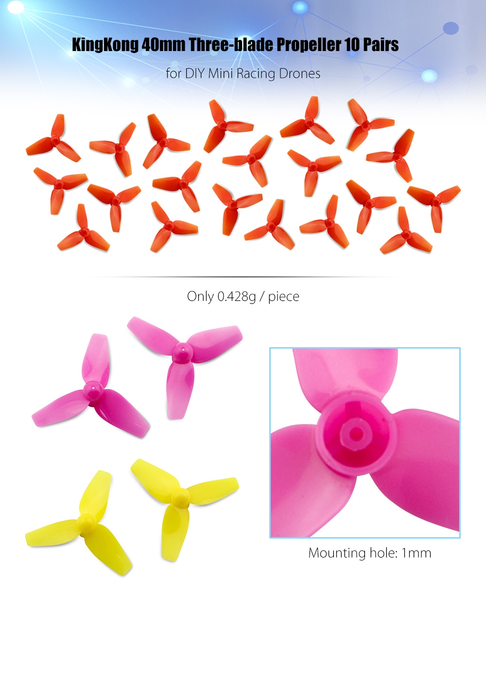 KingKong 40mm Three-blade Propeller 10 Pairs