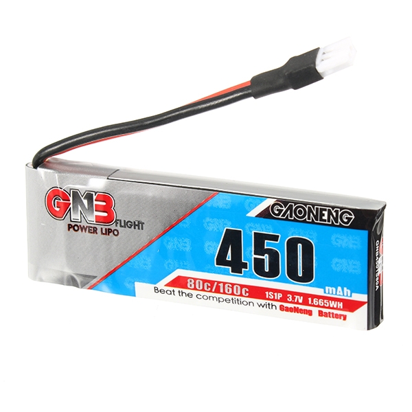 Gaoneng GNB 3.7V 450mAh 1S 80/160C Lipo Battery White Plug