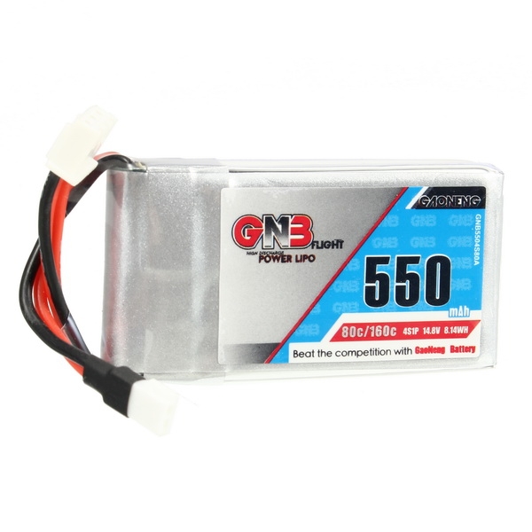 Gaoneng GNB 7.4V 550mAh 2S 80/160C Lipo Battery White Plug