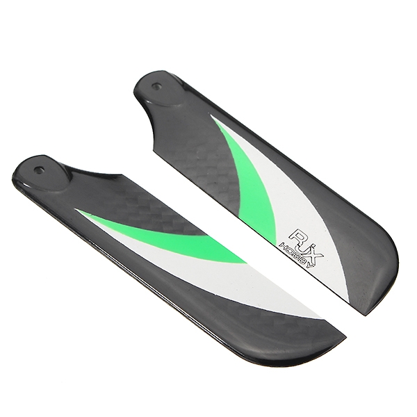 RJX Vector Green and White 68mm Tail CF Blades For 470 RC Helicopter