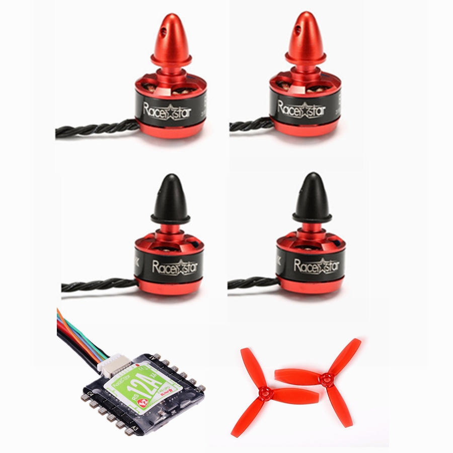 4X Racerstar BR1306 4000KV Motor + RS12Ax4 12A Blheli_S ESC + 5 Pairs DYS 3045 3 Blade Propeller