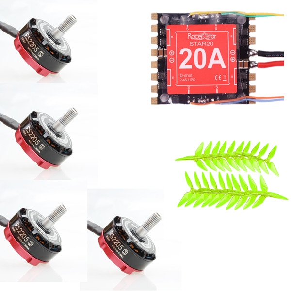 Racerstar Star20 Blheli_S ESC & 4 PCS Emax RS2205S 2300KV Motor & 10 Pairs Kinkong 5051 3-Blade Prop