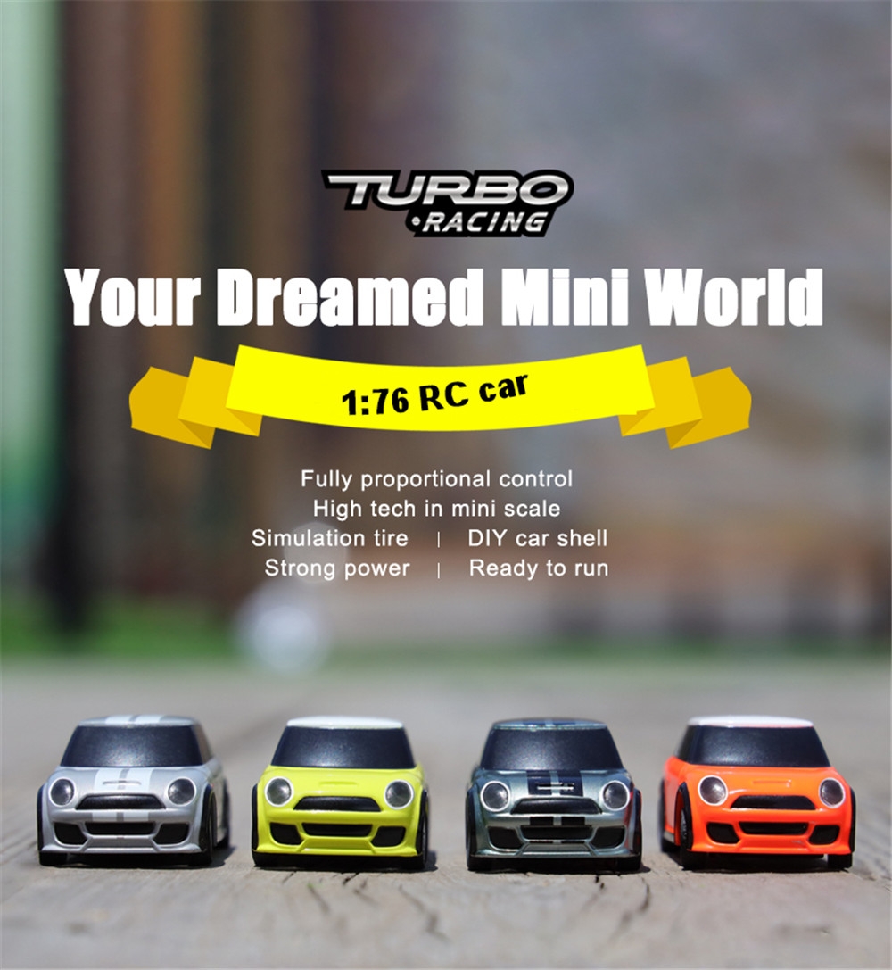 Turbo Racing RTR 1/76 2.4G 2WD Fully Proportional Control Mini RC Car LED Light Vehicles Model Kids Children Toys