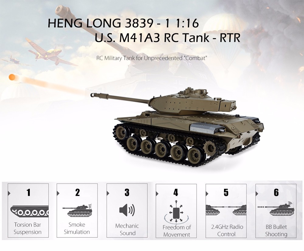 HENG LONG 3839 - 1 1:16 U.S. M41A3 RC Tank - RTR
