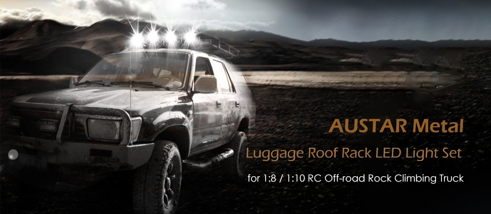 AUSTAR Metal Luggage Roof Rack LED Light Set