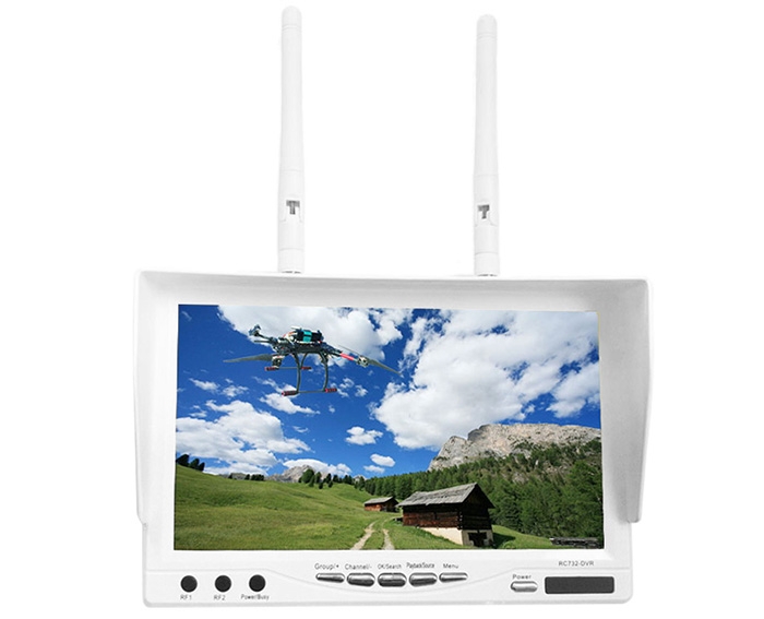 RC732 - DVR FPV 7 Inch 32CH FPV Monitor Built-in 5.8GHz Receiver 800 x 480 TFT LCD Screen with DVR