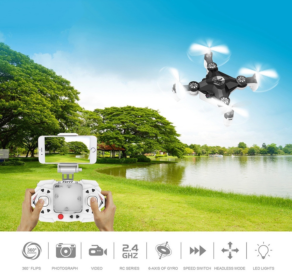 FQ - 777 FQ11W 2.4GHz Transmitter / APP Control WiFi FPV 0.3MP 4 Channel 6-axis-gyro Mini RC Quadcopter