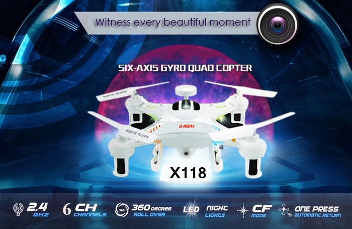 XIN LIN X118 5.8G FPV Headless 2.4GHz 6 Axis Gyro 6CH RC Quadcopter with 0.3MP HD Camera 3D Eversion Aircraft