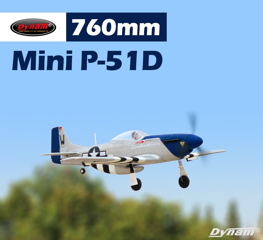 Dynam Mini P51D 762mm Wingspan Foam Warbird RC Airplane DY8964 SRTF Mode 2