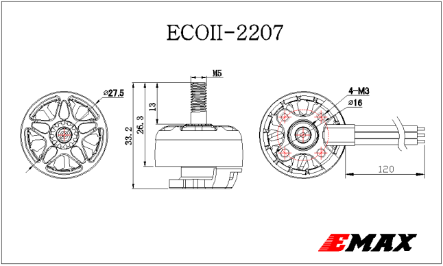 EMAX ECO II 2207 Motor 6S 1700KV/1900KV 4S 2400KV Brushless Motor for FPV Racing RC Drone