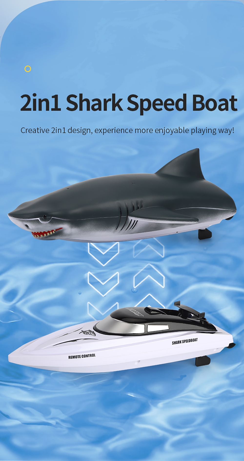 RH-818-YW 2in1 2.4G 4CH Electric RC Boat Remote Control Simulation Shark Animal RTR Model Kids Toys