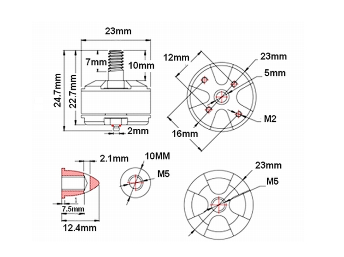 EMAX MT1804 2480KV CCW Brushless Multicopter Motor for Blackout Mini DRQ250 FPV 250 Quadcopter