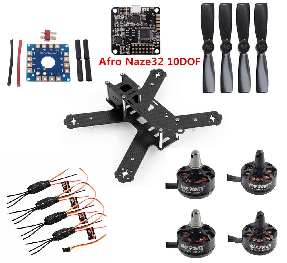 QAV210 210mm Quadcopter Frame Kit 12A ESC / Afro Naze32 10DOF FC / Marspower 2204 Motor / Propeller