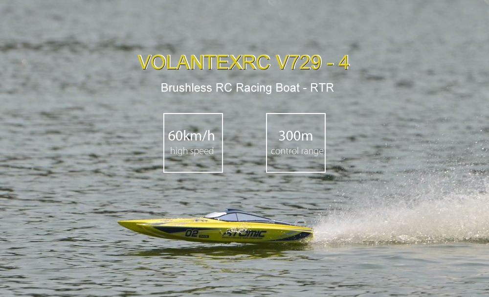 VOLANTEXRC V729 - 4 Atomic Brushless RC Racing Boat - RTR
