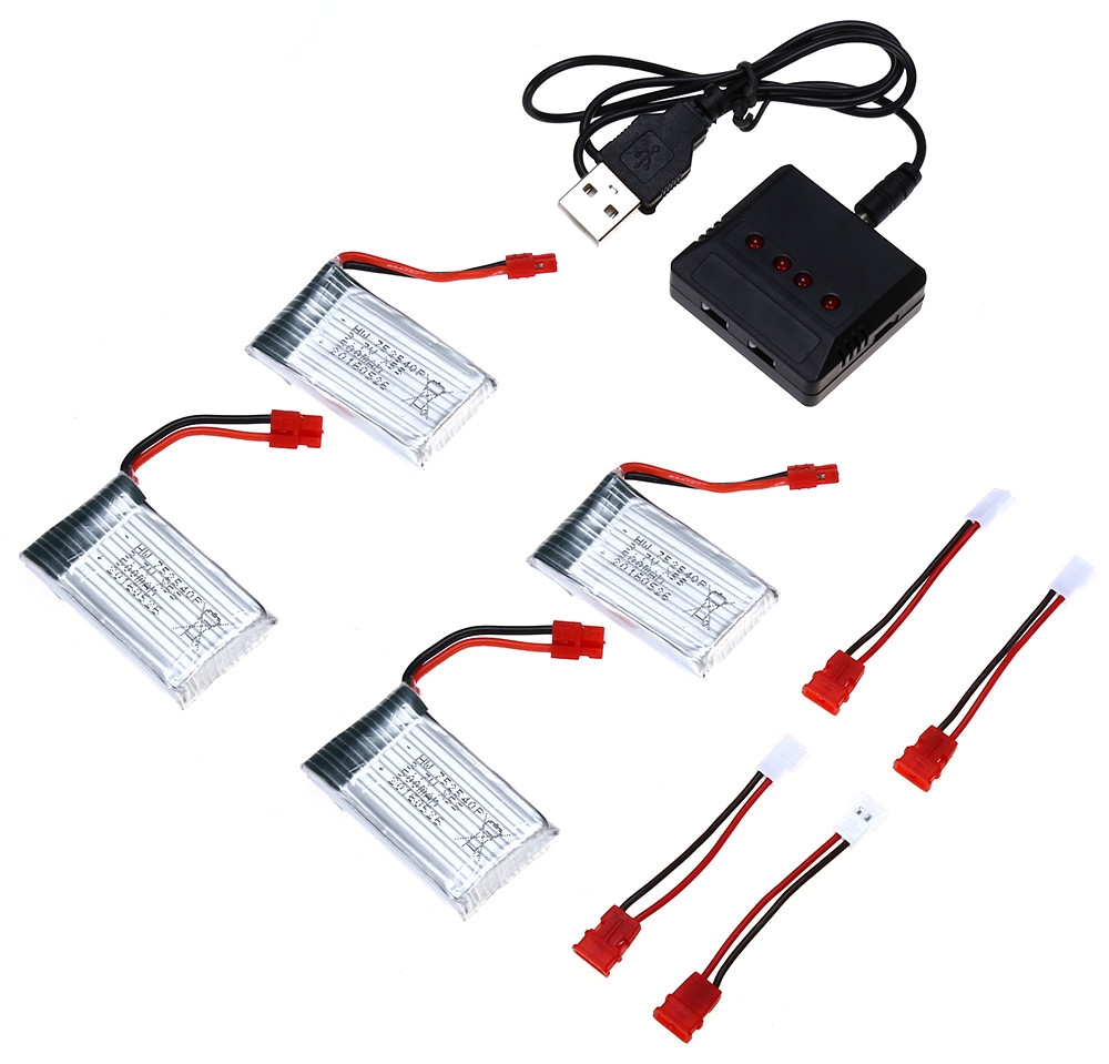 4pcs 3.7V 500mAh Battery USB Charger Set