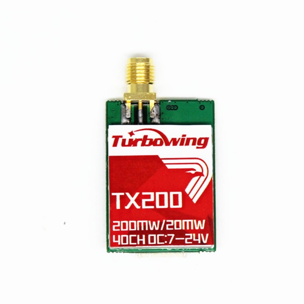 Turbowing TX200 5.8G 20mW/200mW 40CH Mini FPV Transmitter RP-SMA Female