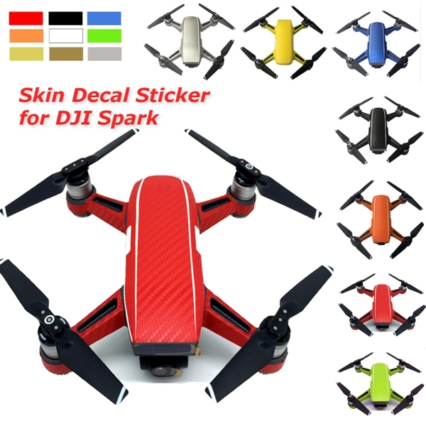 Waterproof Carbon Fiber Stickers Full Body with Batteries Decal Skin Cover Protector For DJI Spark